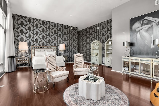 living area featuring dark hardwood / wood-style floors