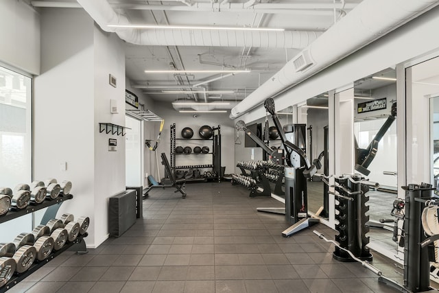 exercise room with plenty of natural light