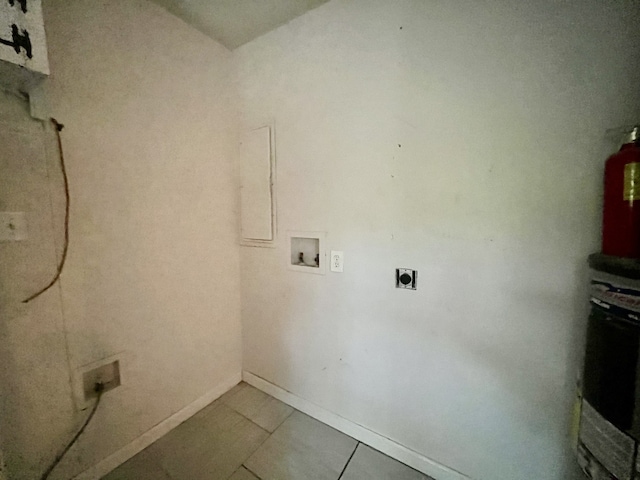 washroom featuring washer hookup, electric dryer hookup, and tile patterned floors