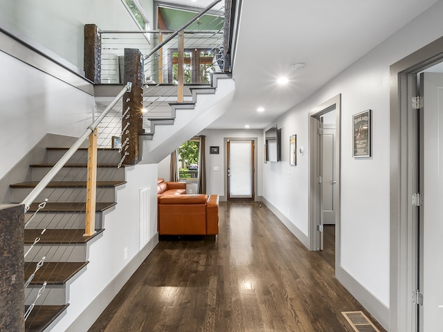 interior space featuring dark wood-type flooring