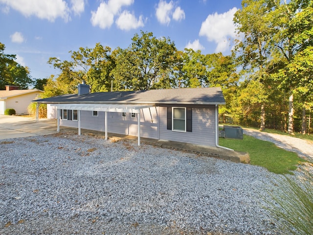 view of front of home with a carport