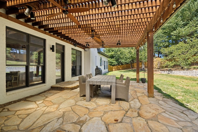 view of patio / terrace featuring a pergola