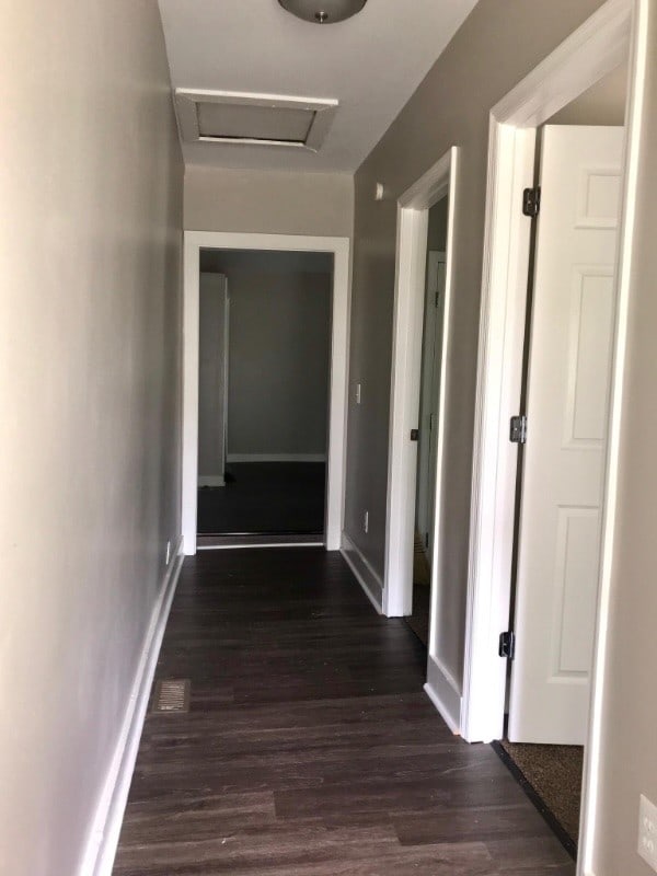 hall featuring dark hardwood / wood-style flooring