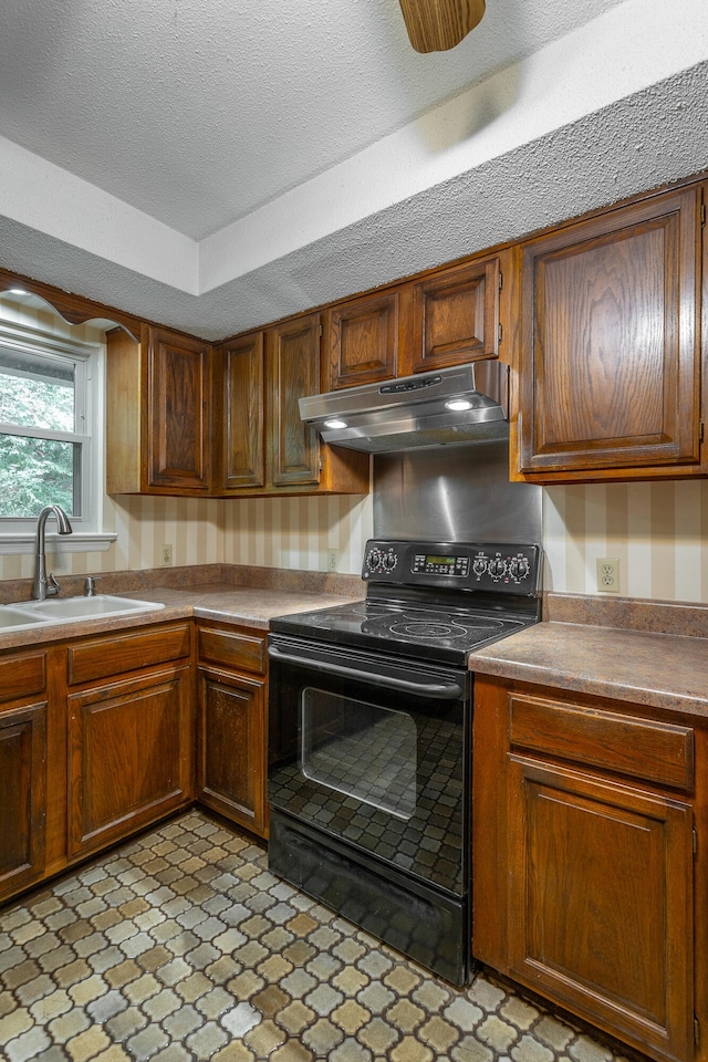 kitchen featuring black / electric stove and sink