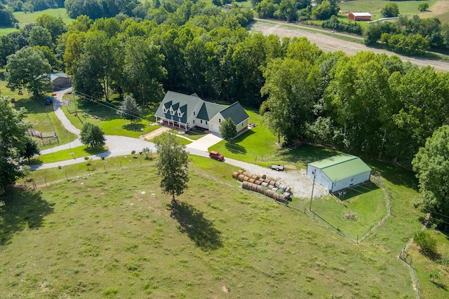 bird's eye view with a rural view