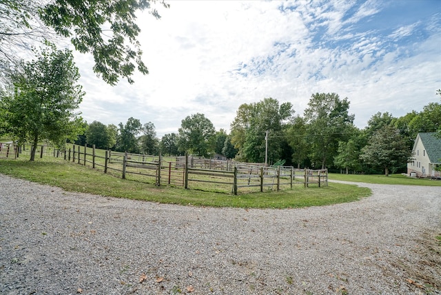 exterior space featuring a rural view