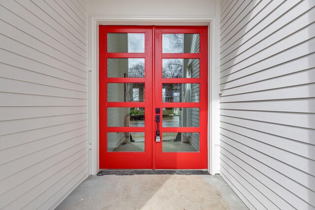 doorway to property with french doors