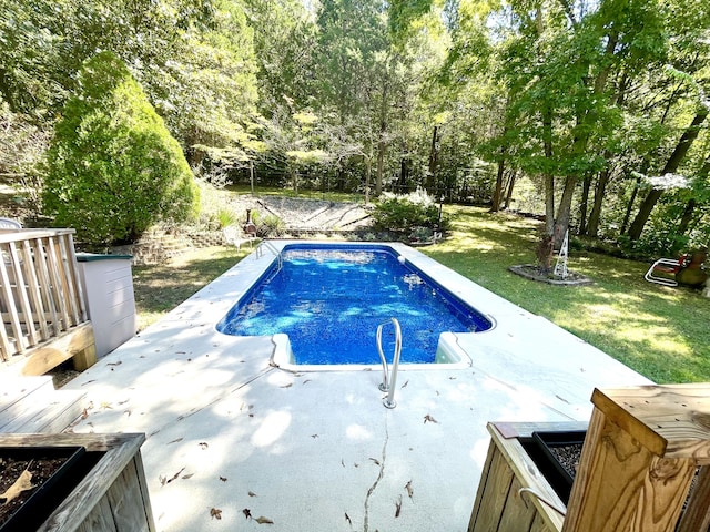 view of swimming pool with a patio area