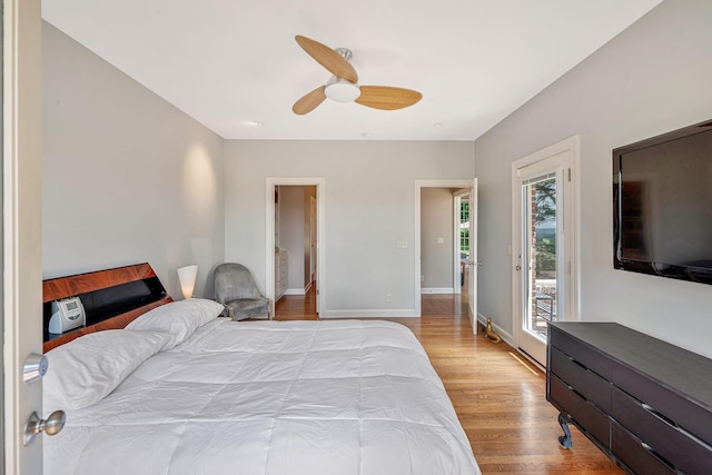 5053 Villa Crest Dr, Nashville, TN 37220 - bedroom with access to outside, light wood-style flooring, and a ceiling fan