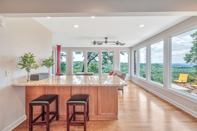 5053 Villa Crest Dr, Nashville, TN 37220 - kitchen featuring a peninsula, plenty of natural light, light stone counters, and recessed lighting