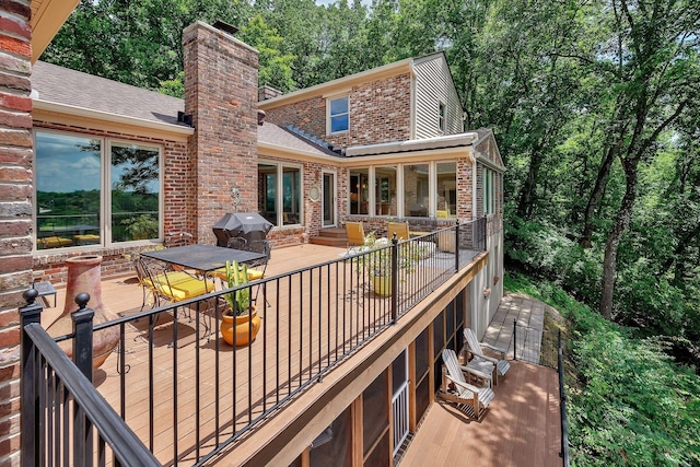 5053 Villa Crest Dr, Nashville, TN 37220 - wooden terrace featuring outdoor dining space and a grill