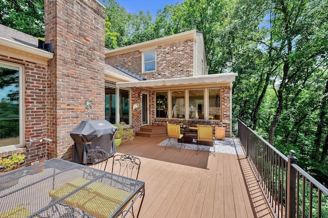 5053 Villa Crest Dr, Nashville, TN 37220 - wooden deck featuring grilling area and outdoor dining area