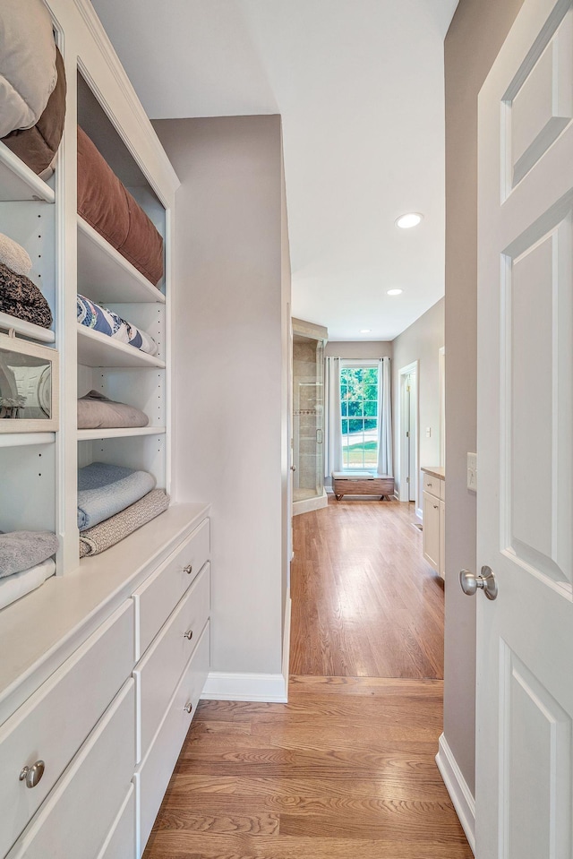 5053 Villa Crest Dr, Nashville, TN 37220 - hall featuring light wood-type flooring and recessed lighting