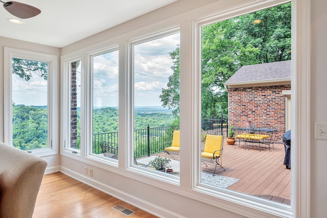 5053 Villa Crest Dr, Nashville, TN 37220 - sunroom with wood finished floors and recessed lighting