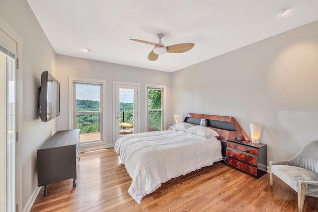 5053 Villa Crest Dr, Nashville, TN 37220 - bedroom featuring light wood-style flooring, ceiling fan, and access to outside