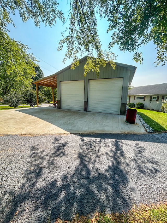 garage with a carport