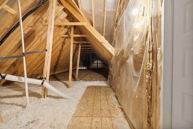 view of unfinished attic