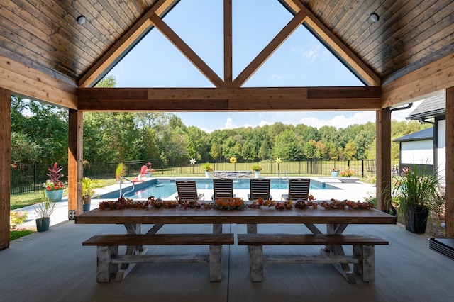 view of patio with a fenced in pool