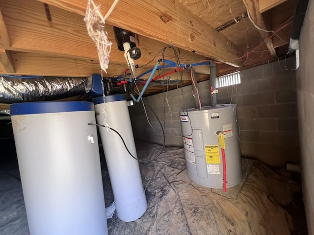 utility room featuring electric water heater