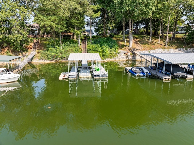 dock area featuring a water view