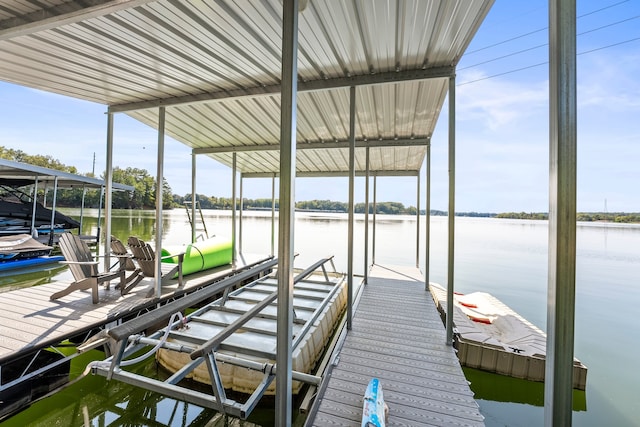 dock area featuring a water view