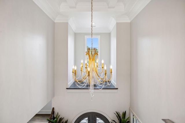 1077 Stockett Dr, Nashville, TN 37221 - details featuring ornamental molding, a notable chandelier, and baseboards