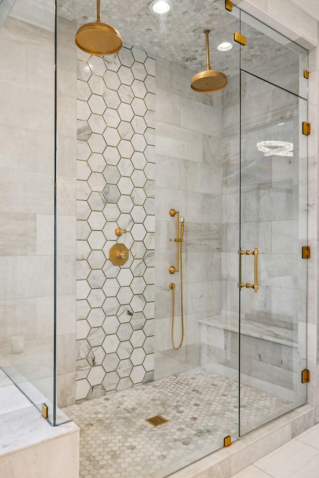 bathroom featuring walk in shower