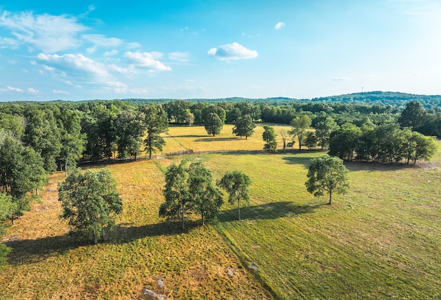 birds eye view of property with a rural view