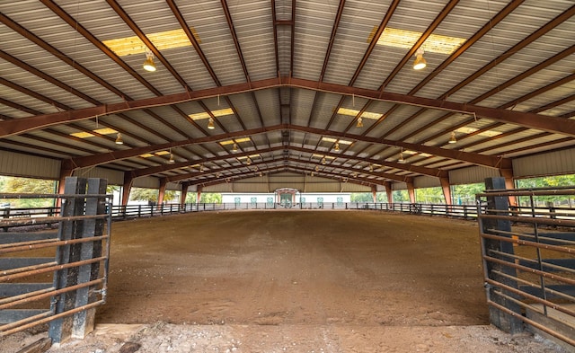 view of indoor horse riding arena
