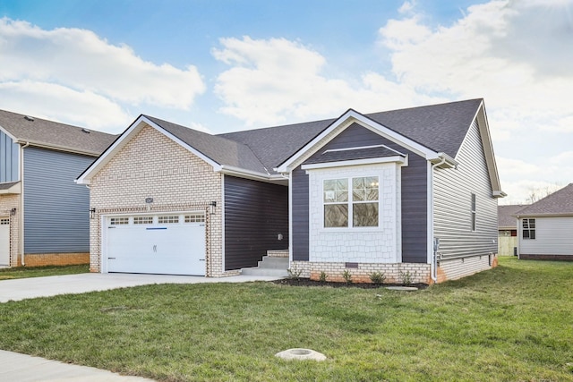 view of front of house featuring a garage and a front yard