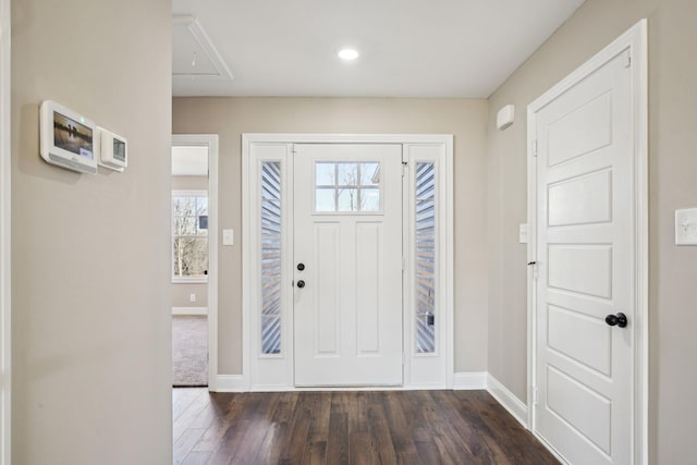 entrance foyer with dark hardwood / wood-style flooring