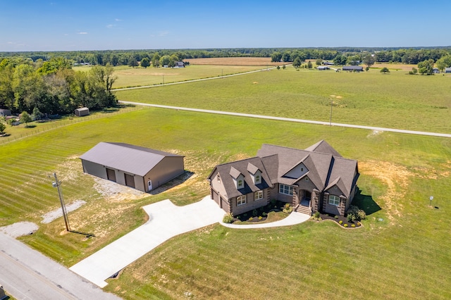 drone / aerial view with a rural view