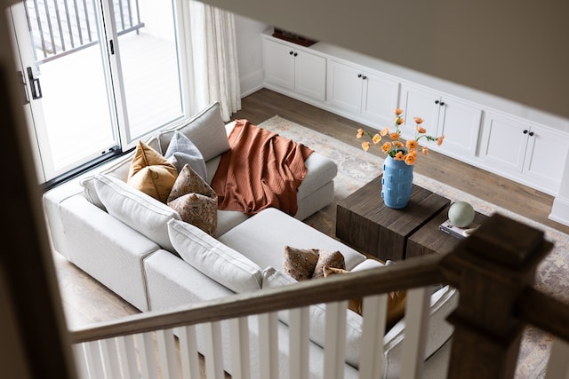 living room with hardwood / wood-style flooring