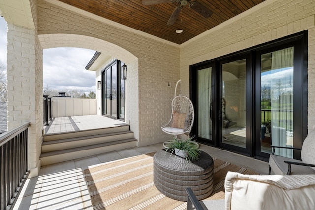 view of patio with ceiling fan