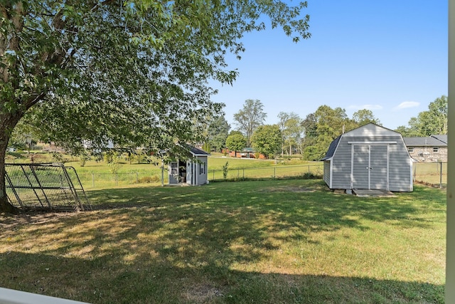 view of yard with a shed