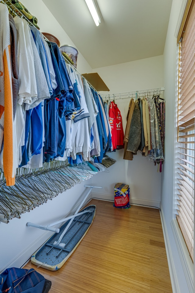 spacious closet with hardwood / wood-style floors