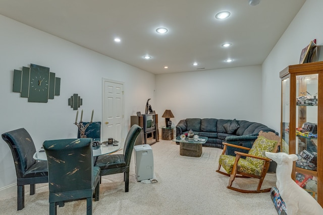 living room with carpet floors