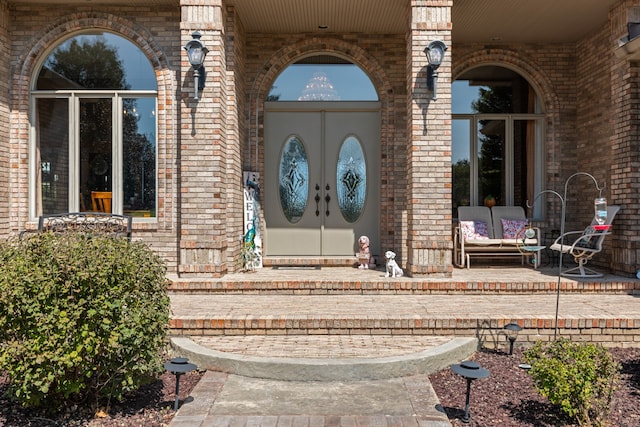 view of exterior entry with french doors