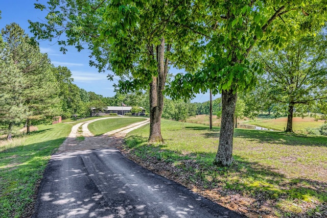 view of road with a water view