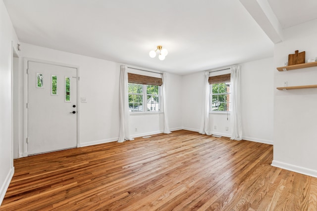 foyer entrance featuring light wood-type flooring and plenty of natural light