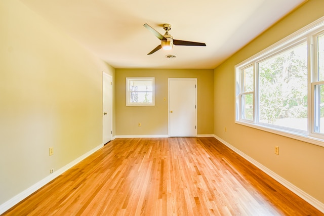 interior space featuring ceiling fan and hardwood / wood-style floors