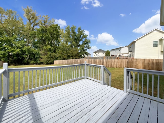 wooden terrace with a yard