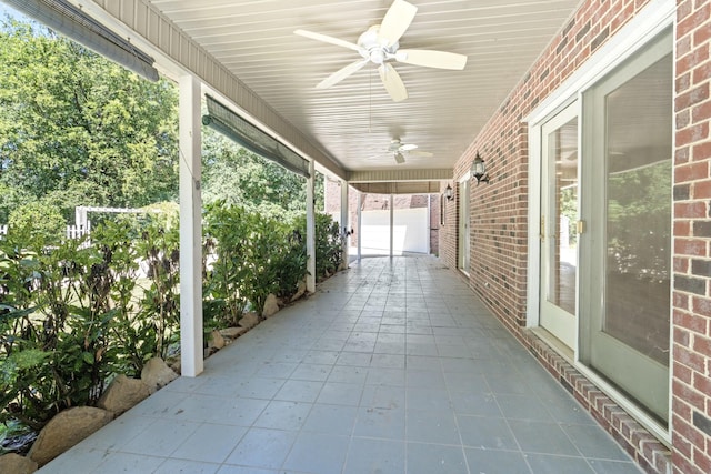 view of patio / terrace featuring ceiling fan