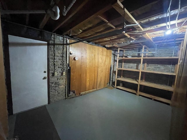 view of unfinished basement