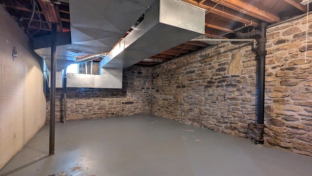 view of unfinished basement