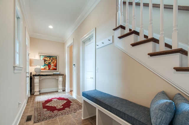 interior space with ornamental molding