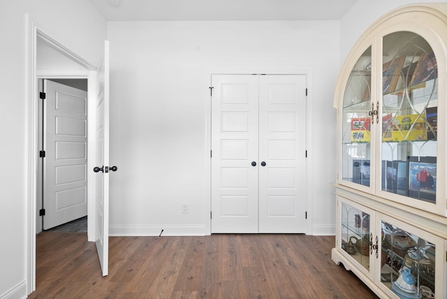 interior space featuring a closet and dark hardwood / wood-style flooring