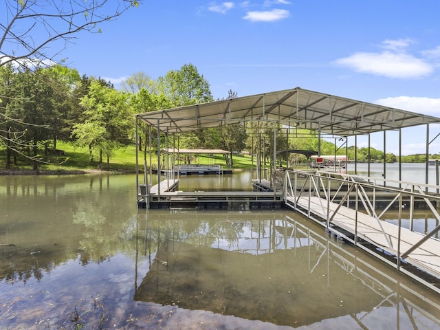 view of dock featuring a water view