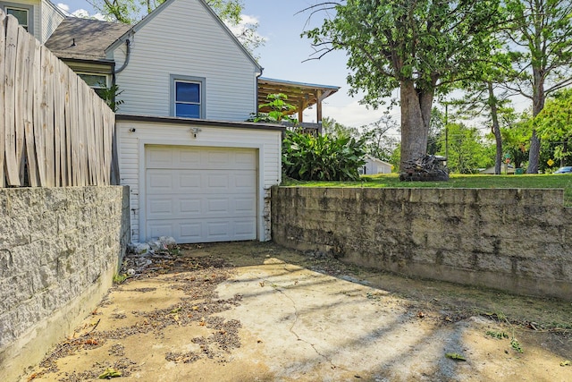 view of garage