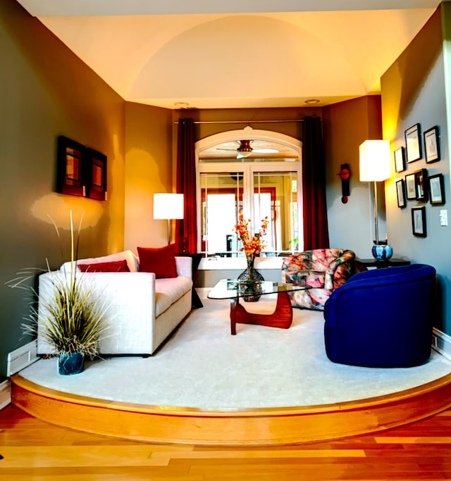 living room featuring hardwood / wood-style flooring and french doors